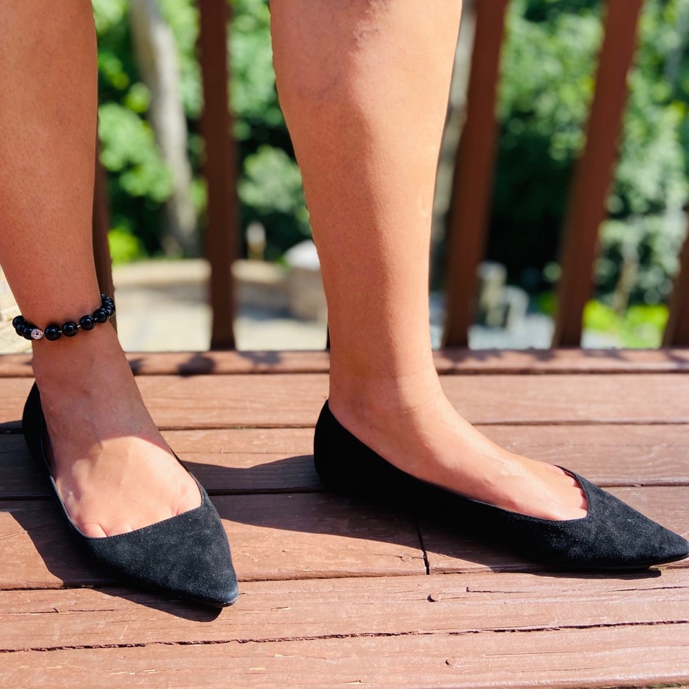 Giorgio Armani Suede Black Flats Pointed Toe Italy